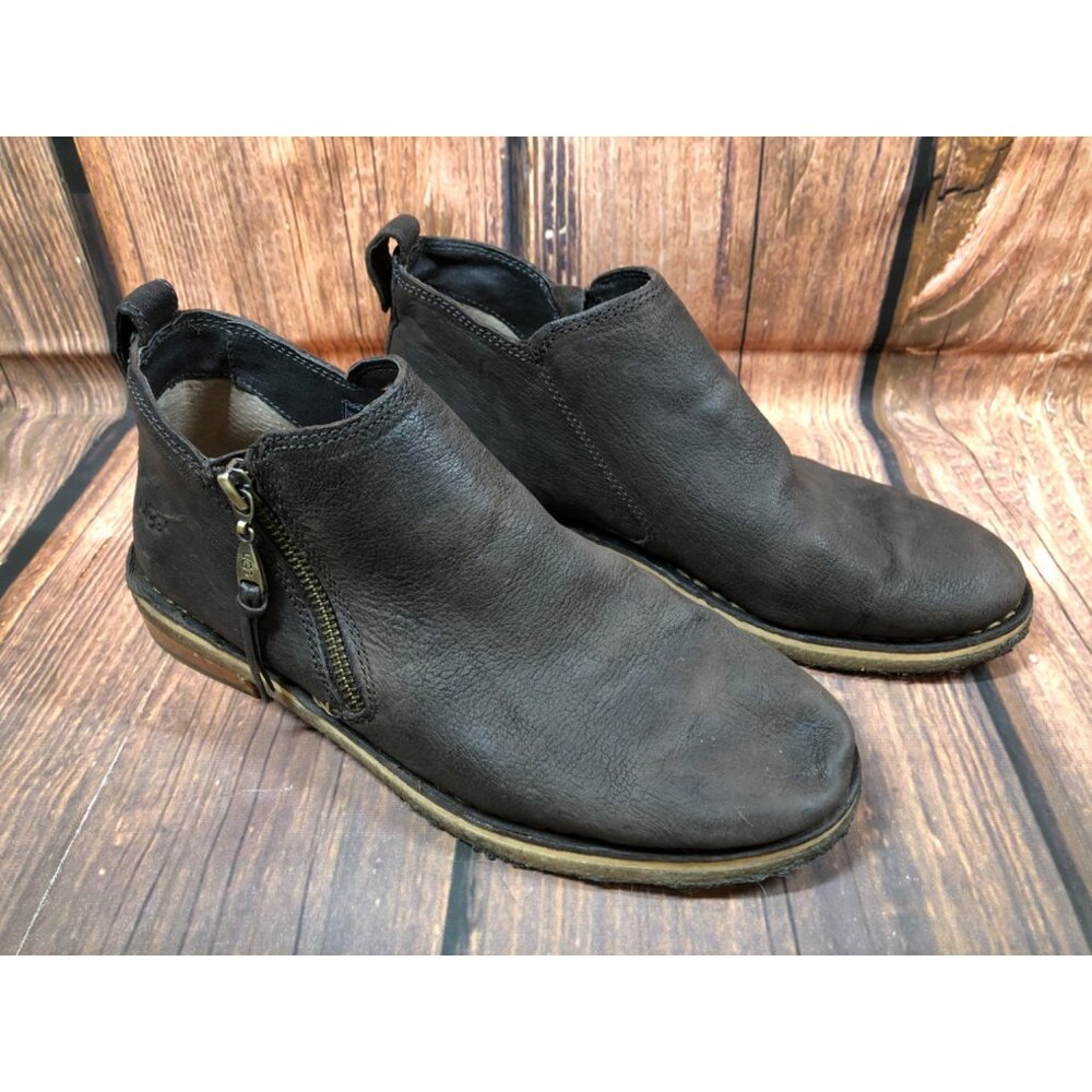 UGG Clementine Brown Leather Shearling Lined Ankle Boots Womens 7.5 (t5q)